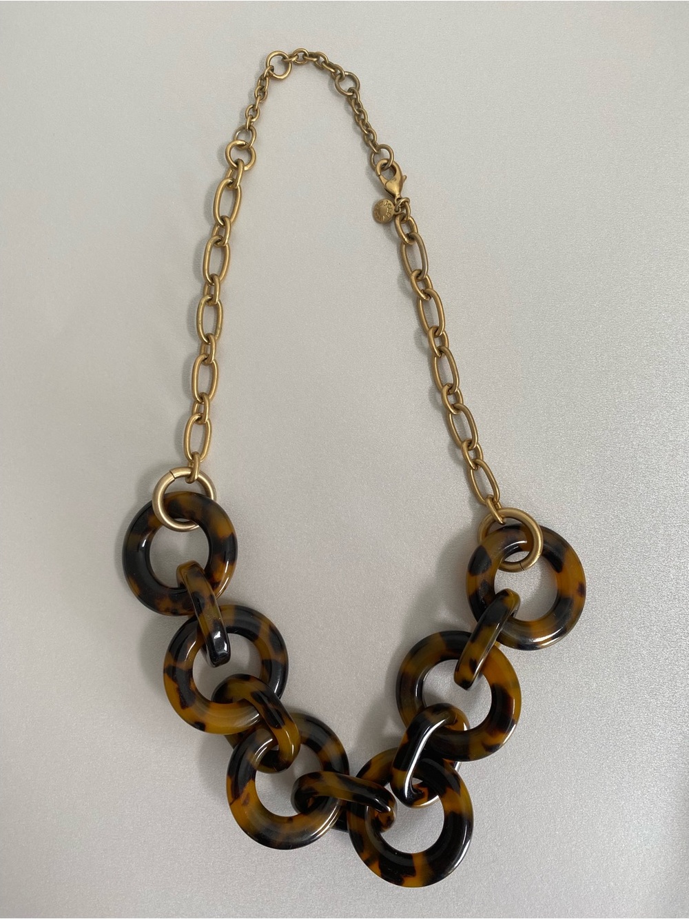J. Crew Tortoiseshell-Link Necklace in Brown and Black with Gold Chain
